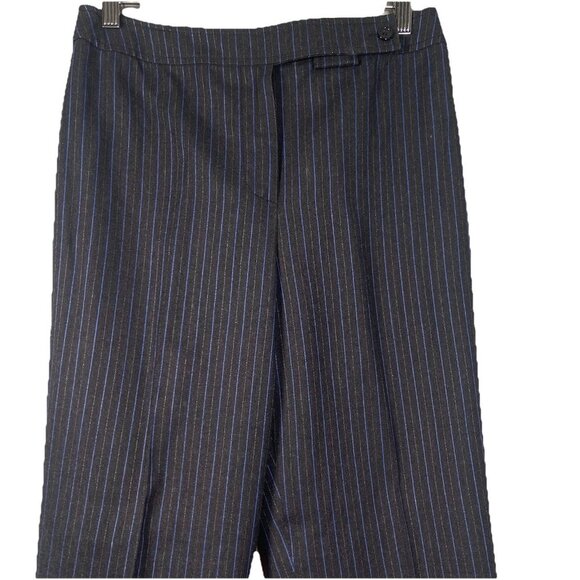 CARLISLE VINTAGE CHARCOAL BLUE BLACK PINSTRIPE WOOL PANTS SIZE 4 OFFICE TROUSERS - Picture 1 of 11